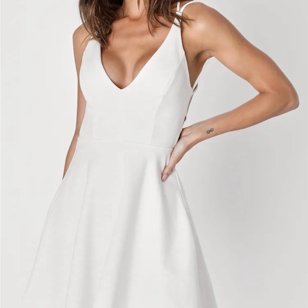 Lulu's Believe in Love Strappy Backless Skater Dress